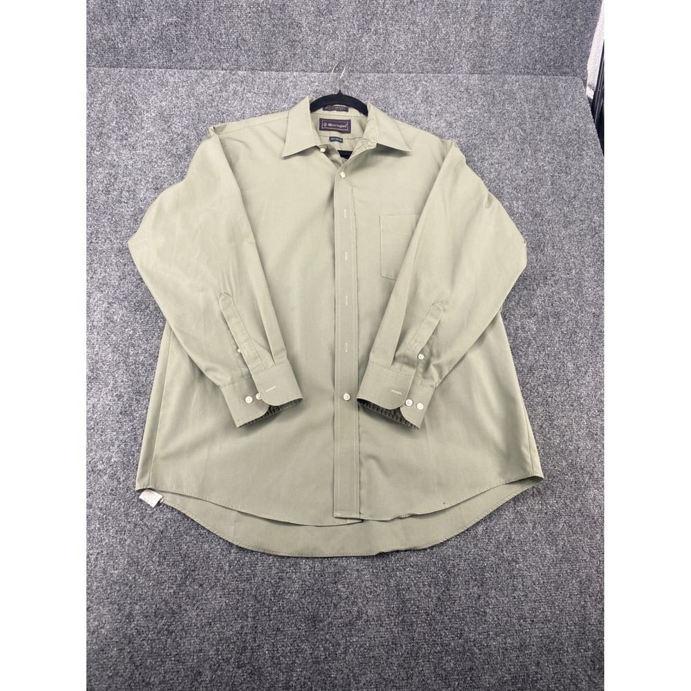 Barrington Dress Shirt Mens 16.5 32/33 Green Wrinkle Free Button Down